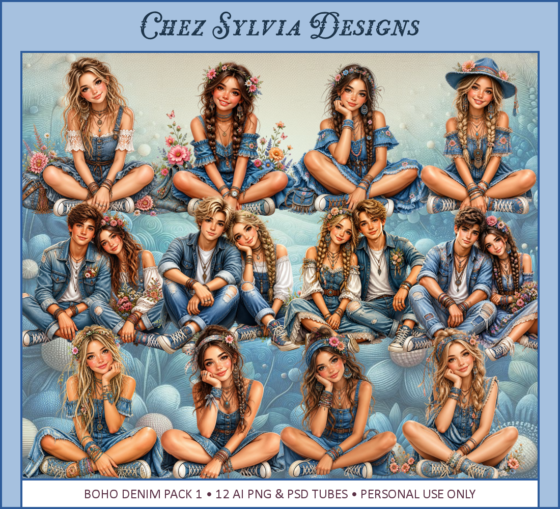 (image for) CSD - 12 AI Tubes Boho Denim Girl Pack 1